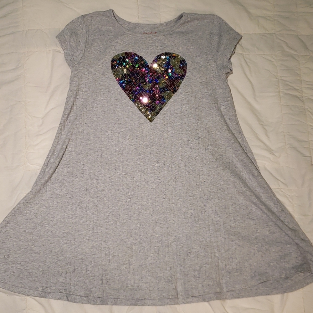 Cat & Jack Grey Short-Sleeved Dress (Sz L, 10/12)